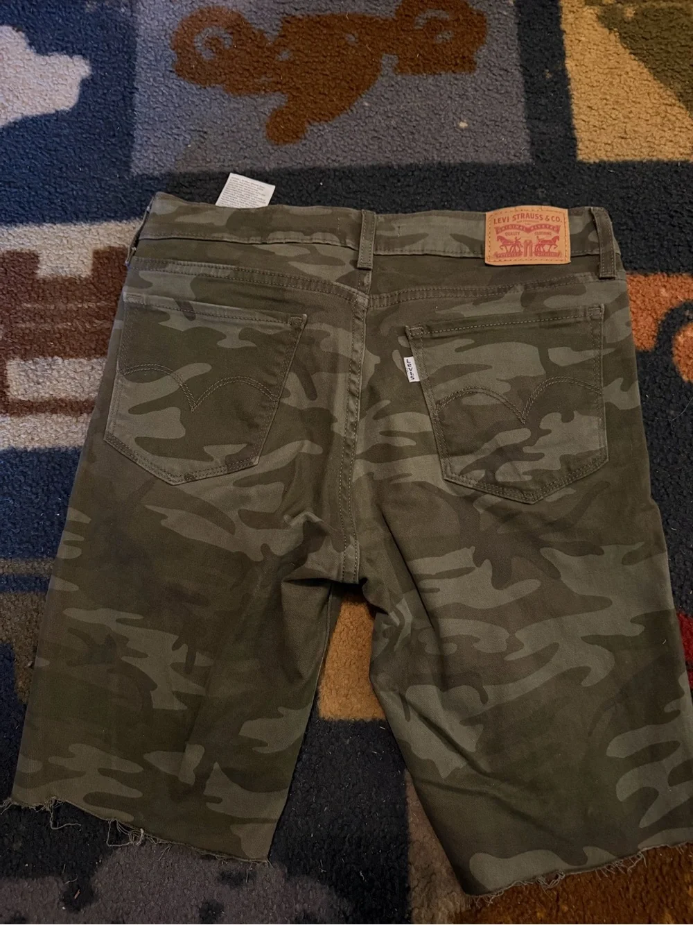 Kids Camo Utility Shorts - Olive Green